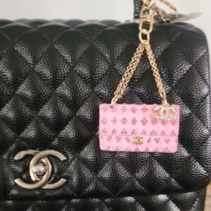 Handbag Purse Charm,Key Chain ,Zipper Pull Pink